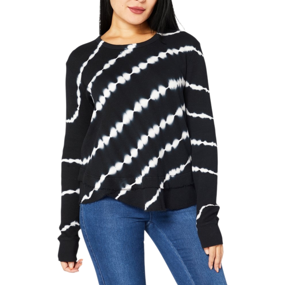 CHRLDR Black Tie Dye Waffle Knit Long Sleeve Top – Size S